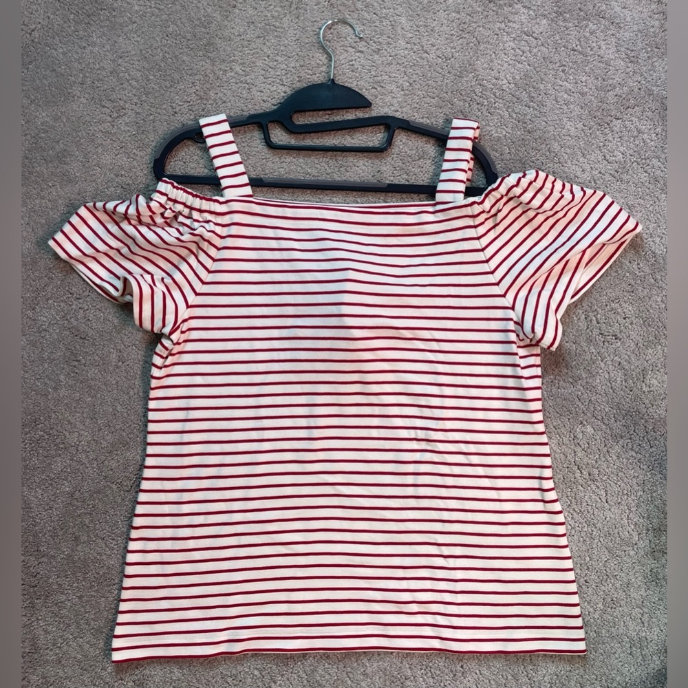 Ann Taylor Blouse White and Red